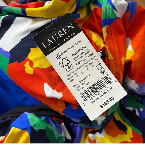 Ralph Lauren Floral Tropical One Piece Swimsuit Size 18W - Picture 6 of 7
